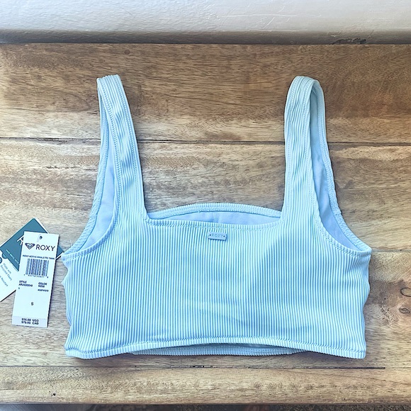 New Roxy Light Blue Ribbed Bikini Set Sz M - Picture 6 of 12